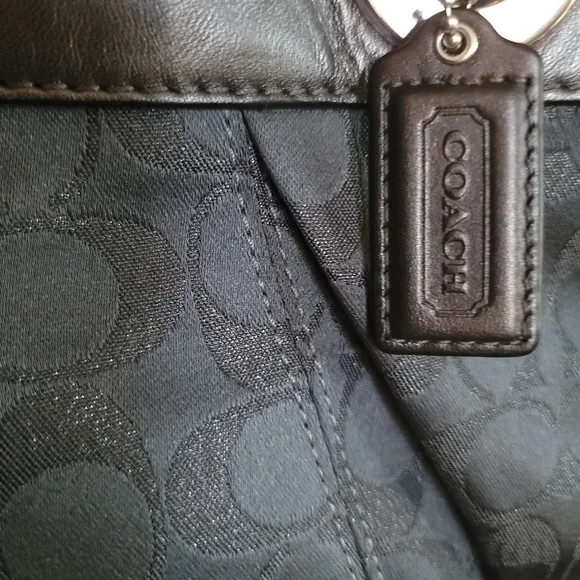 Coach Ashley Medium Jacquard Fabric Signature "C" Charcoal Crossbody Bag - Picture 6 of 16